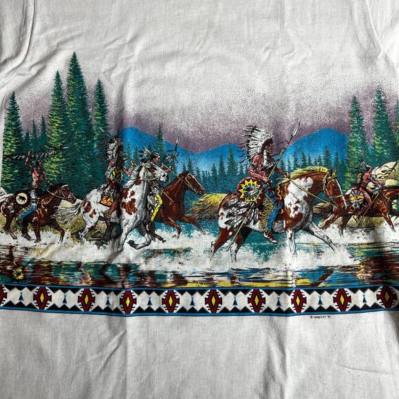 Vintage 1991 Habitat Native American Horse T-Shirt Medium - Picture 2 of 7